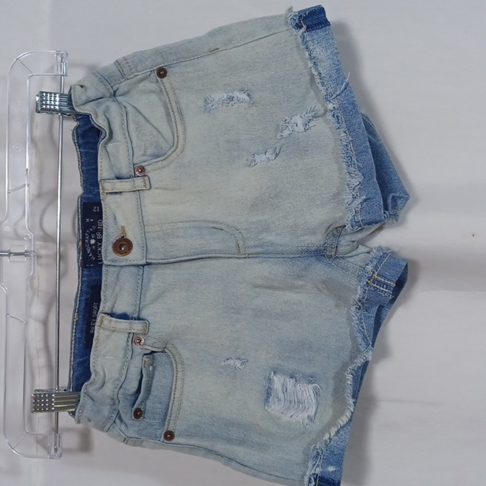 LUCKY BRAND JEAN SHORTS SIZE 12 EXTREMELY STRESSED AND FADED